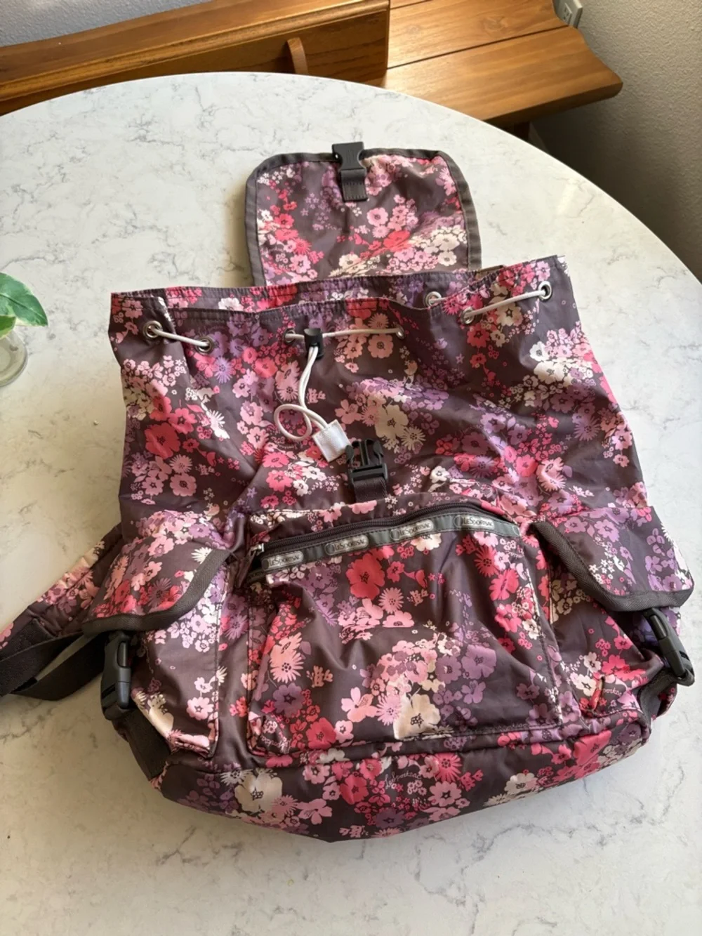 Lesportsac  Floral Drawstring Backpack - Pink & Purple